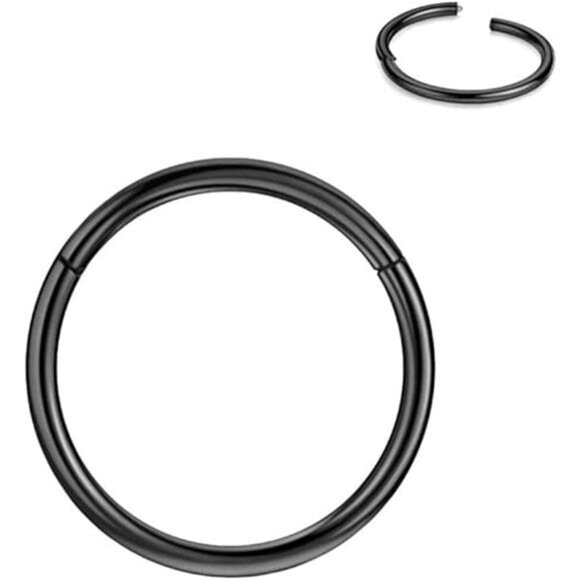 Men Women 316L Surgical Steel Hinged Nose Rings Hoop for Nostril Septum - Picture 7 of 7